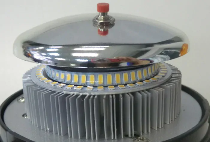 LED maják, 12-24V, 45xSMD2835 LED, oranžový, na držák, ECE R65