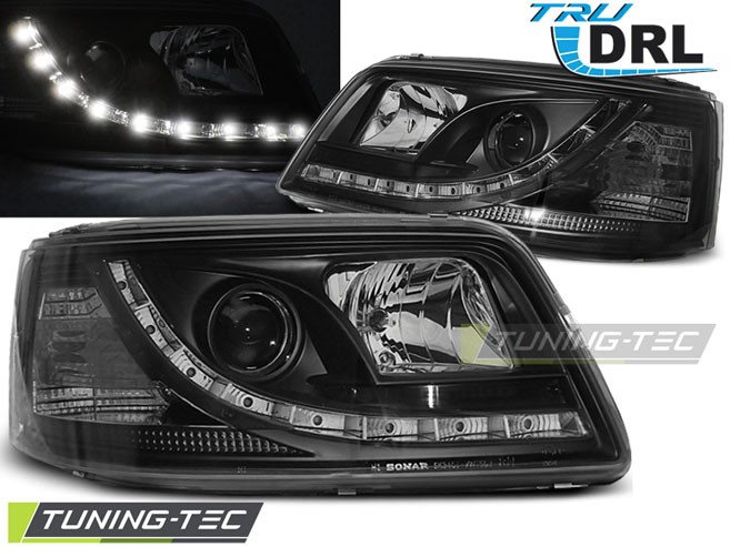 Přední světla VW T5 04.03-08.09 TRU DRL ČERNÉ