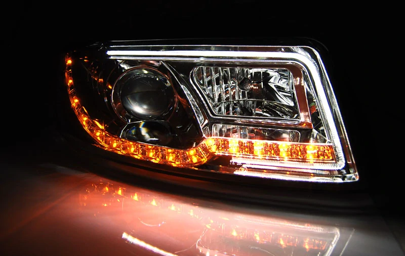Přední světla Audi Audi A4 2001-2004, LED Tube Light, chrom, LED blinkr