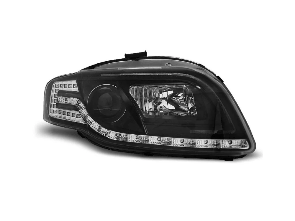 PŘEDNÍ SVĚTLOMETY AUDI A4 B7 04-08 TUBE LIGHT, ČERNÉ, LED BLINKR