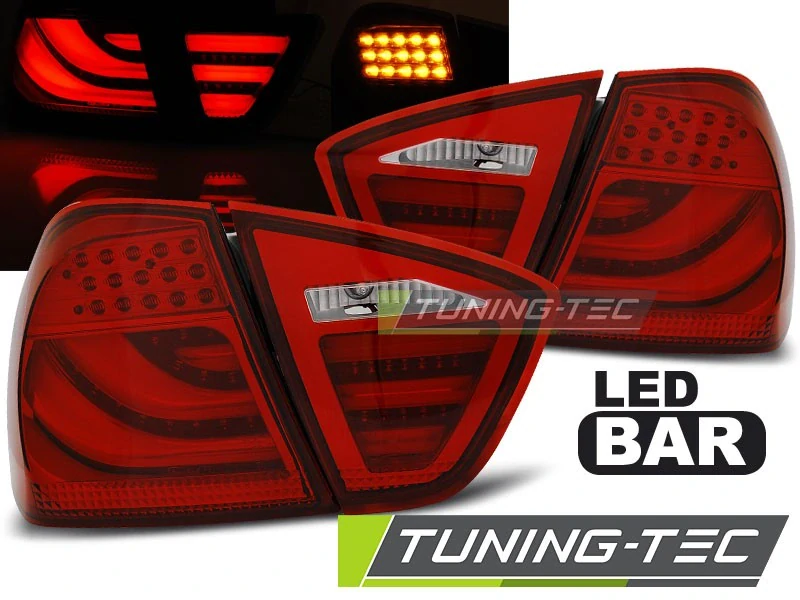 Zadní světla, lampy BMW E90, 2005-2008, LED BAR, červená bílá