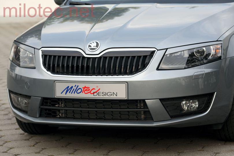 Kryty světlometů Milotec (mračítka) - ABS černá metalíza, Škoda Octavia III. Lim