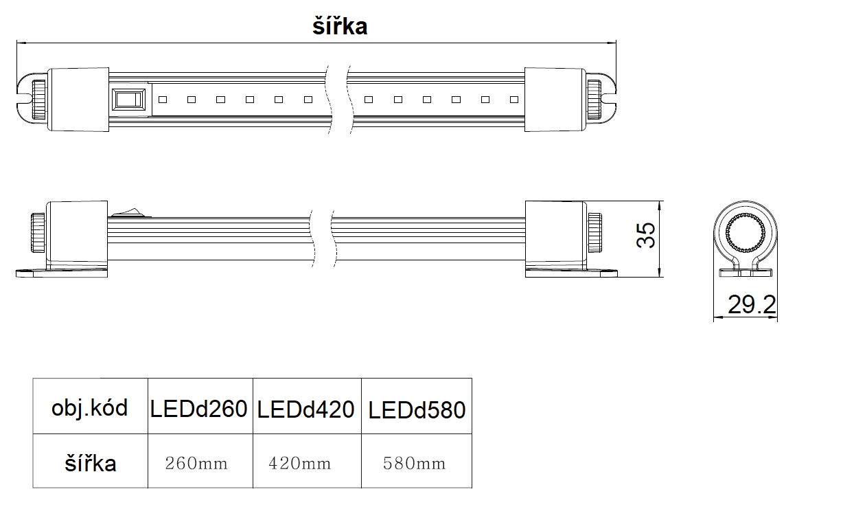 LED osvětlení interiéru,10-30V, 24LED, 420mm, ECE R10