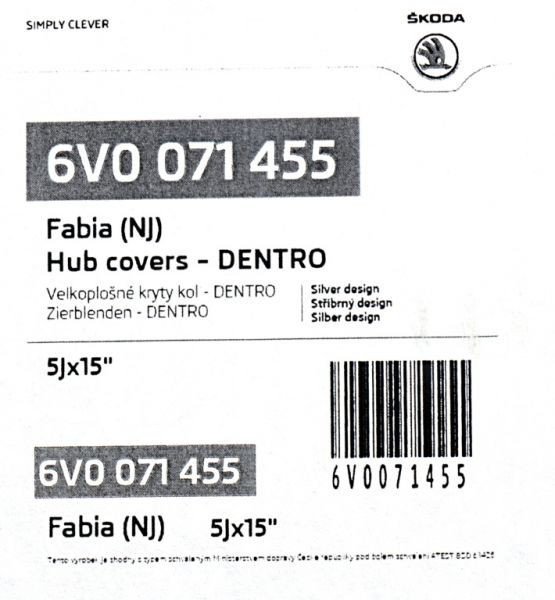 Škoda Fabia III, Rapid-Kryty kol Dentro 6,0Jx15 original - 4 ks