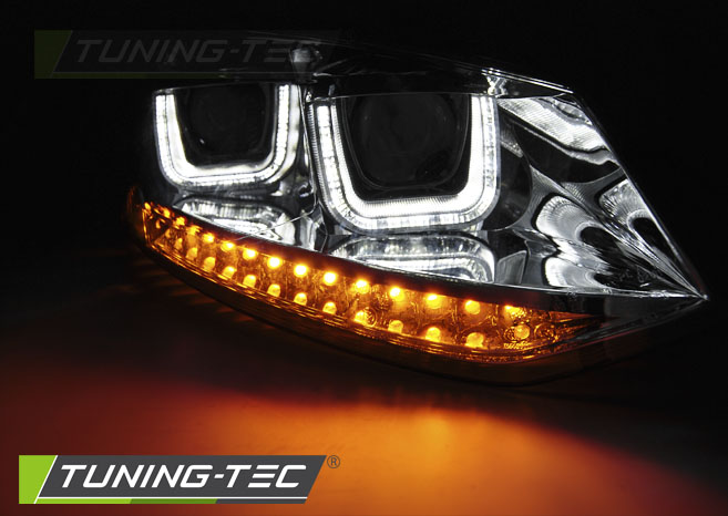 Přední světlomety VW POLO 6R 09-03.14 U-TYPE LED SEQ CHROME