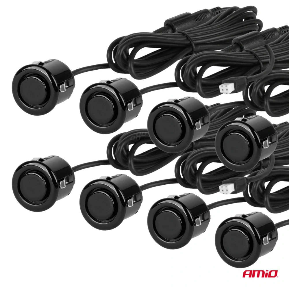 Přední + zadní parkovací senzory s LED-GRAF displejem AMIO - černé Plug & Play 