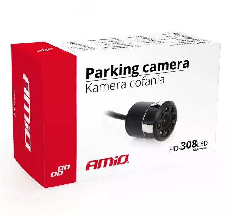 Kamera do auta Amio HD-308-LED 180° s nočním viděním o průměru 18 mm s LED osvětlením - Amio