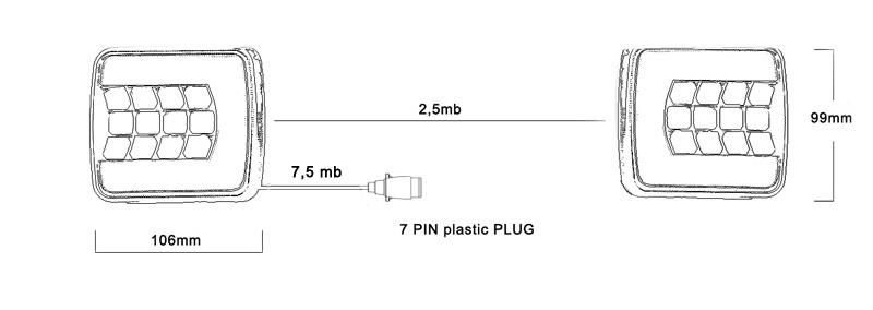 Sada světlel s 25 LED, MAGNET + 7,5 m kabel.