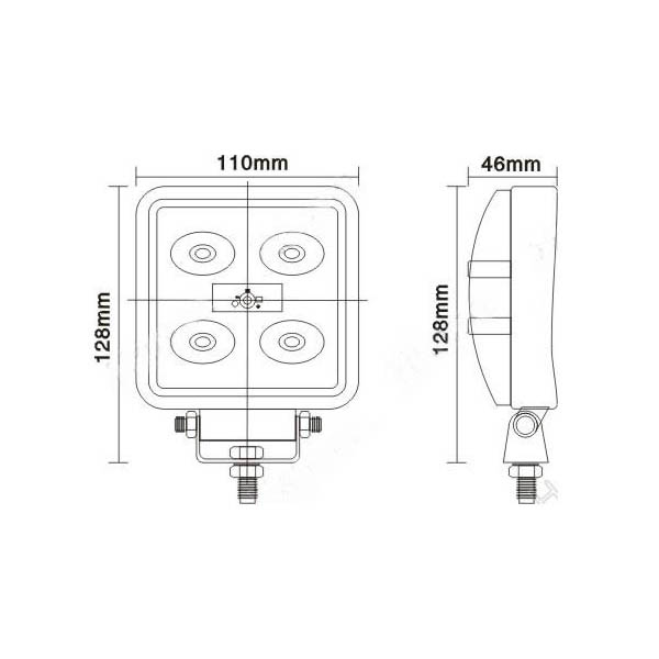 LED světlo čtvercové, 5x3W, 128x110mm