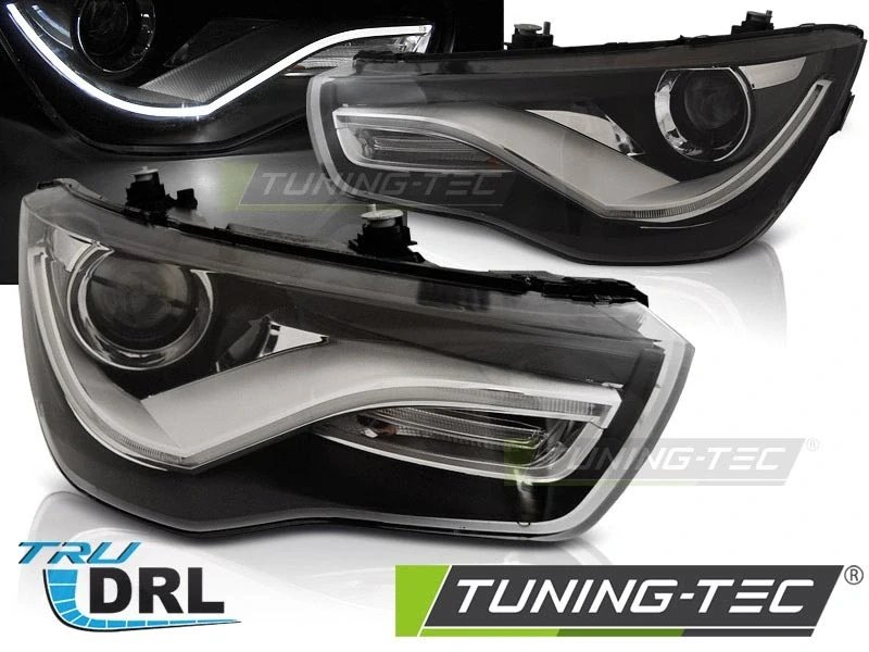 PŘEDNÍ SVĚTLA AUDI A1, 2010-2014, LED DRL TRU, ČERNÉ BLACK