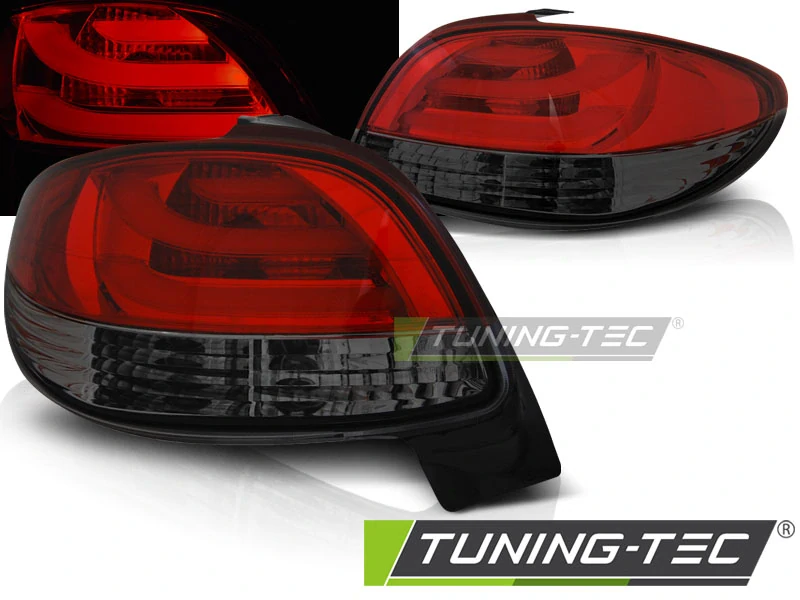 ZADNÍ SVĚTLA, LAMPY LED PEUGEOT 206, 1998-, ČERVENO ČERNÉ