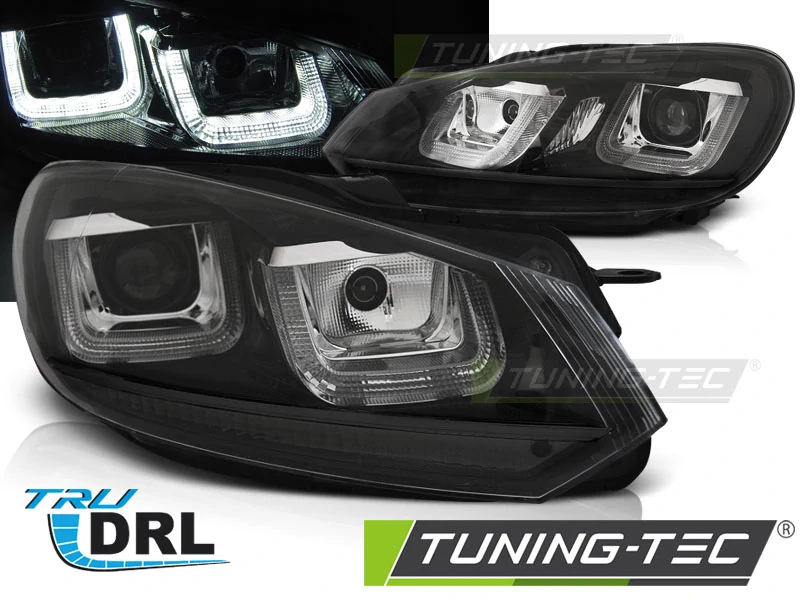 Přední světla U-LED denními světly VW Golf 6 08-12 černé