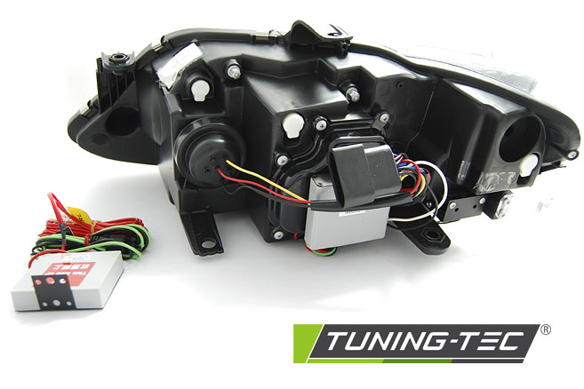 PŘEDNÍ SVĚTLA SEAT IBIZA 2012-, LED DRL DAYLIGHT ČERNÉ, BLACK
