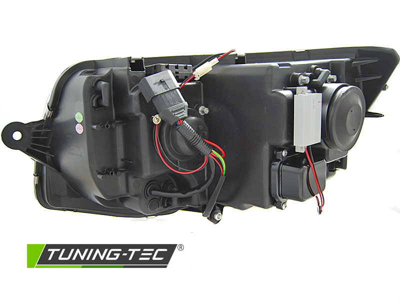 PŘEDNÍ SVĚTLA, SVĚTLOMETY, LAMPY VW T6, 2015-2019, TUBE LIGHT, DRL, SEQ DYNAMIC BLINKR, ČERNÉ