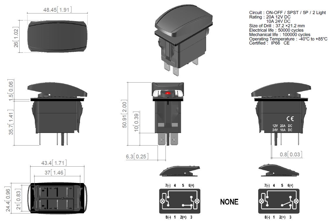 Rocker2 spínač PŘÍDAVNÁ SVĚTLA 12/24V
