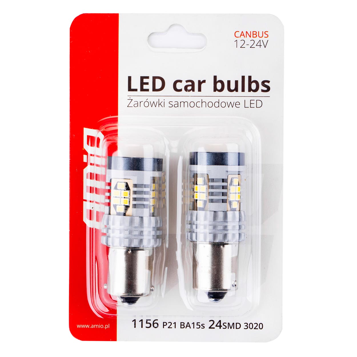 LED žárovky BA15S CAN-BUS- 24 SMD - bílé (2 ks) - Amio