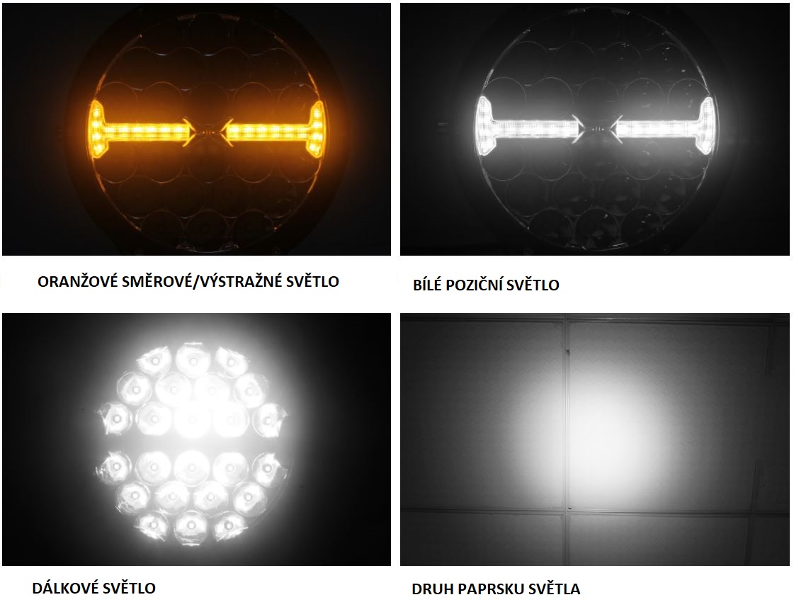 LED světlo kulaté s pozičním a výstražným světlem, 140W, ECE R7/R10/R112