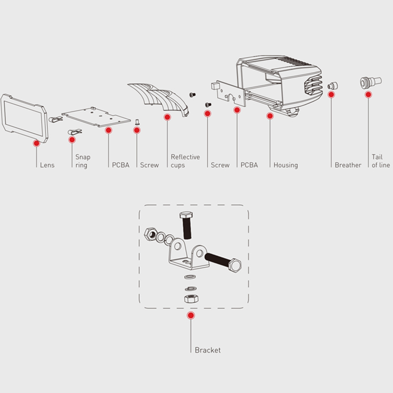 LED světlo obdélníkové, 2x10W, ECE R10, R112
