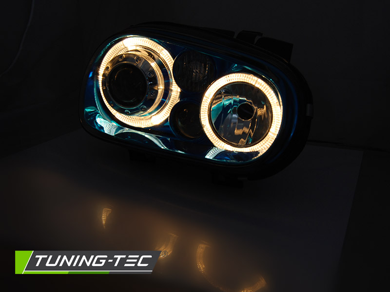PŘEDNÍ SVĚTLOMETY, SVĚTLA, LAMPY VW GOLF IV, 1997-2003, ANGEL EYES, MODRÉ