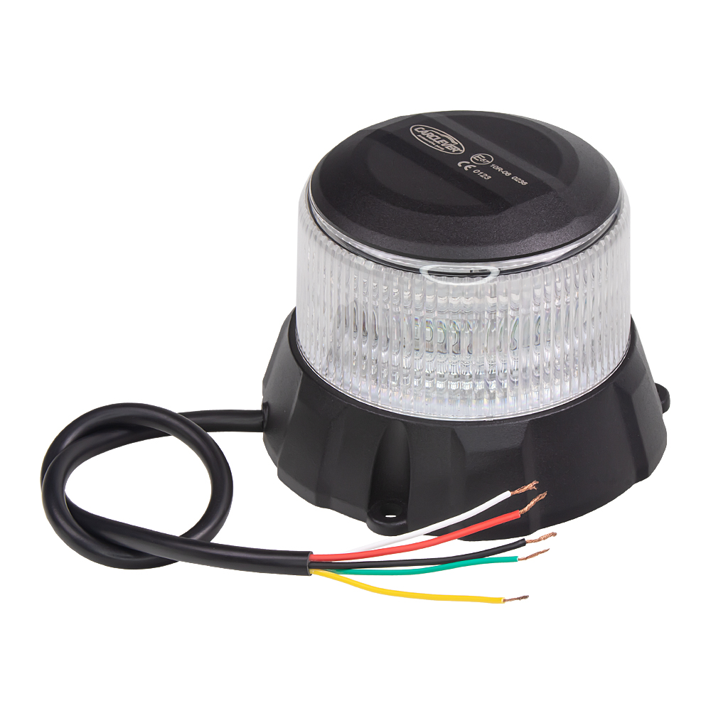Robustní modro-červený LED maják, černý hliník, 48W, ECE R10