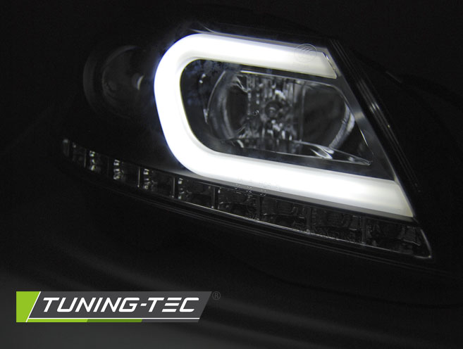 PŘEDNÍ SVĚTLA, LAMPY, LED SVĚTLOMETY MERCEDES C-CLASS W204, 2011-2014, TUBELIGHT, ČERNÉ