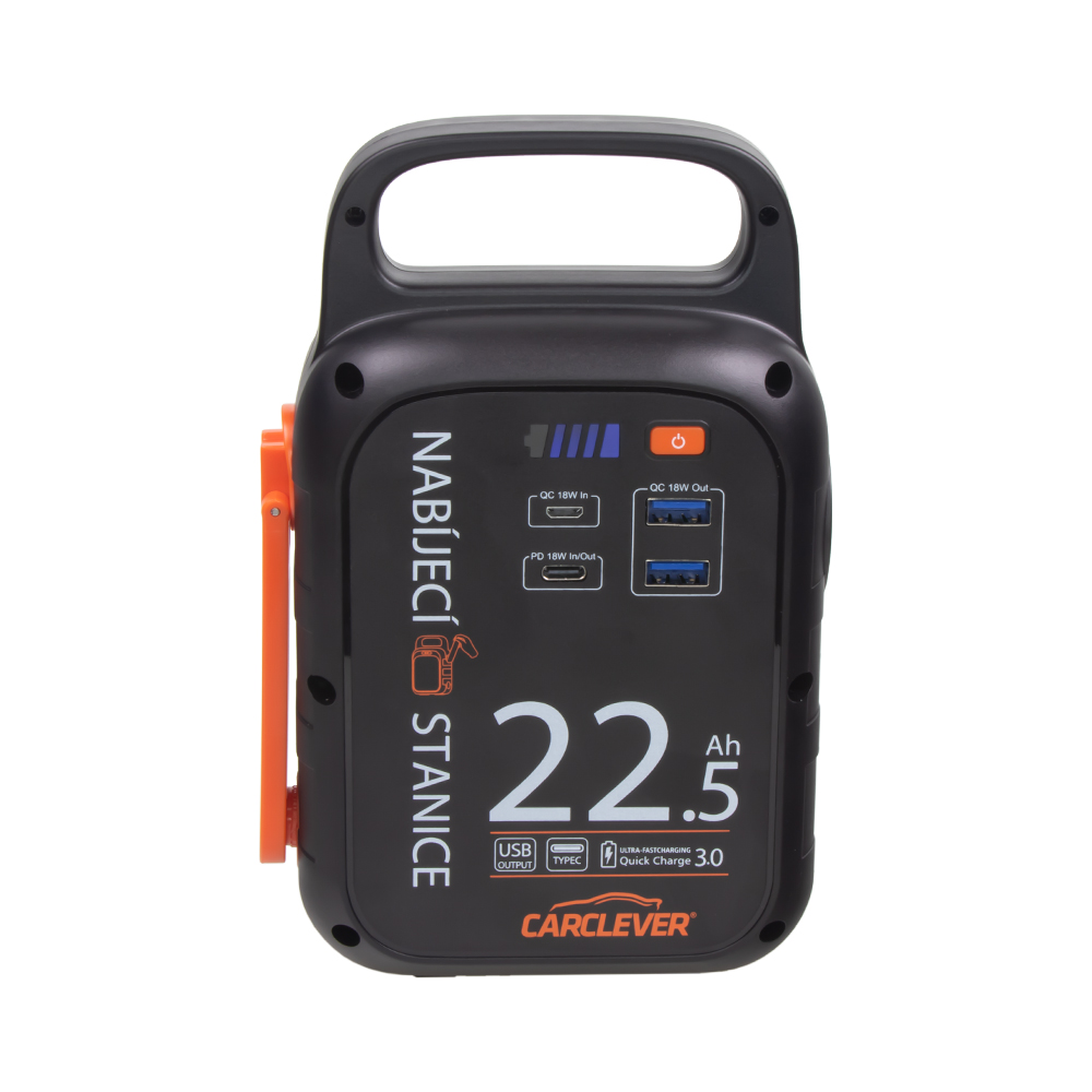 Multifunkční nabíjecí stanice - powerbanka CARCLEVER, 22.500mAh, 83,25Wh