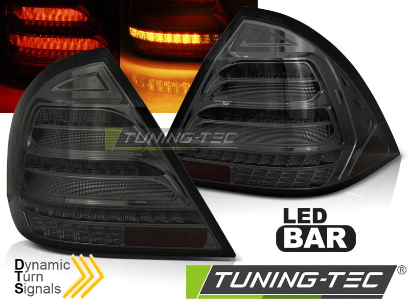 Zadní světla Mercedes Benz W203 sedan 00-04 - kouřová LED SEQ BAR