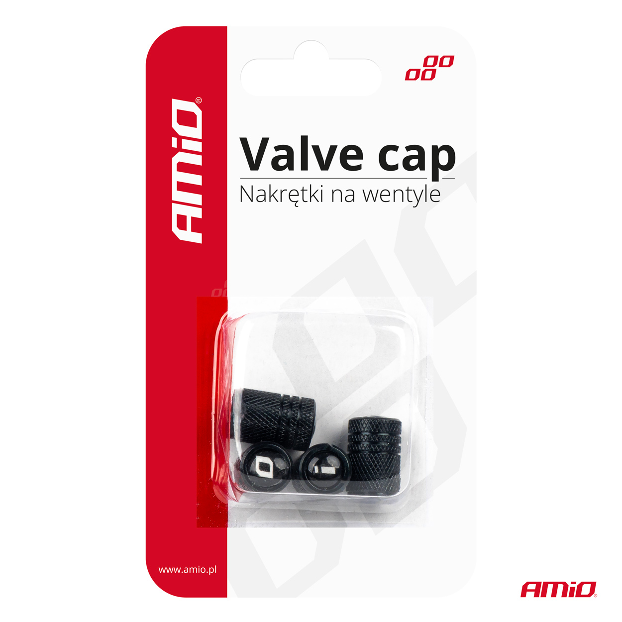 Čepičky ventilků na auto AMIO, hliníkové, 4 ks