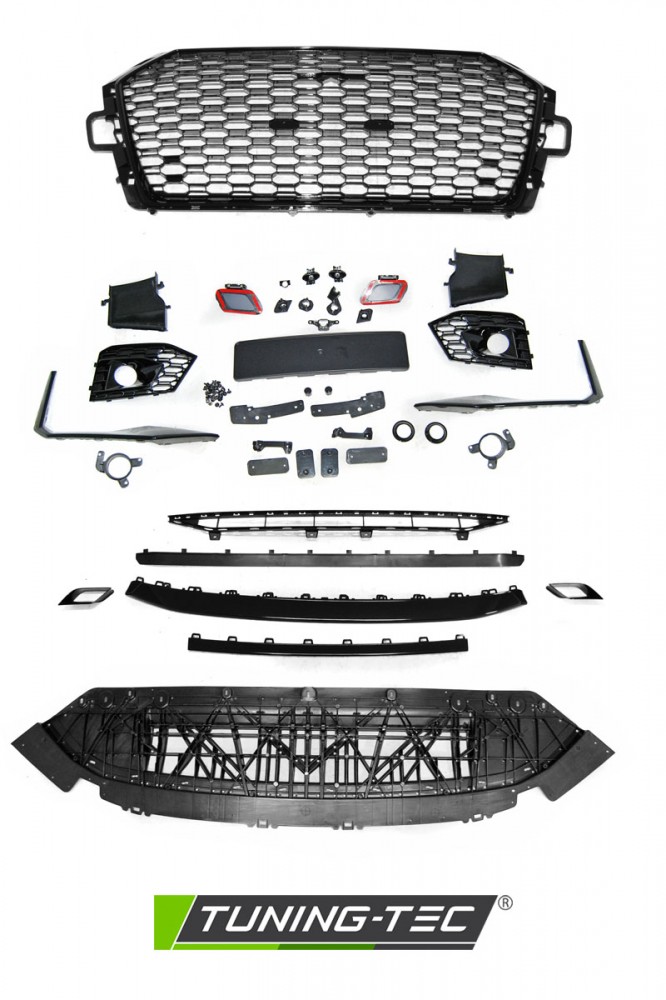 PŘEDNÍ NÁRAZNÍK SPORT, AUDI A4 B9, 2015-2019, PDC, ČERNÝ LESK