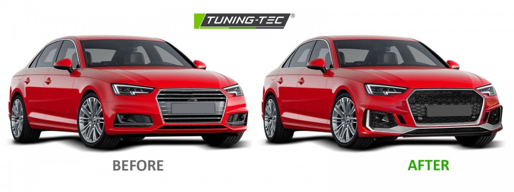 Přední nárazník SPORT, Audi A4 B9, 2015-2019, PDC, černo-stříbrný