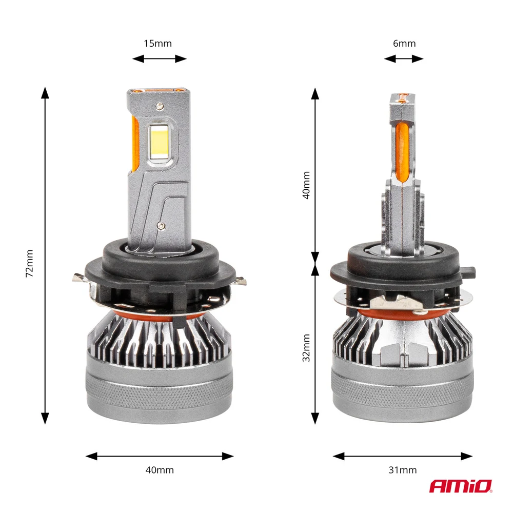 LED autožárovky H7-6 HP FULL CANBUS 12V 24V, bílé 6500K | 4500 LM, 2 ks AMIO