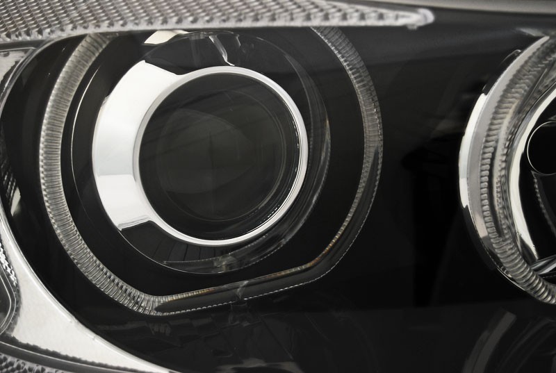 Přední světla BMW E90, E91 03.05-11 Angel Eyes - černé H7+H7