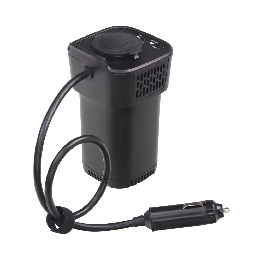 Interiérový měnič napětí z 12/230V/USB 150W do držáku nápojů