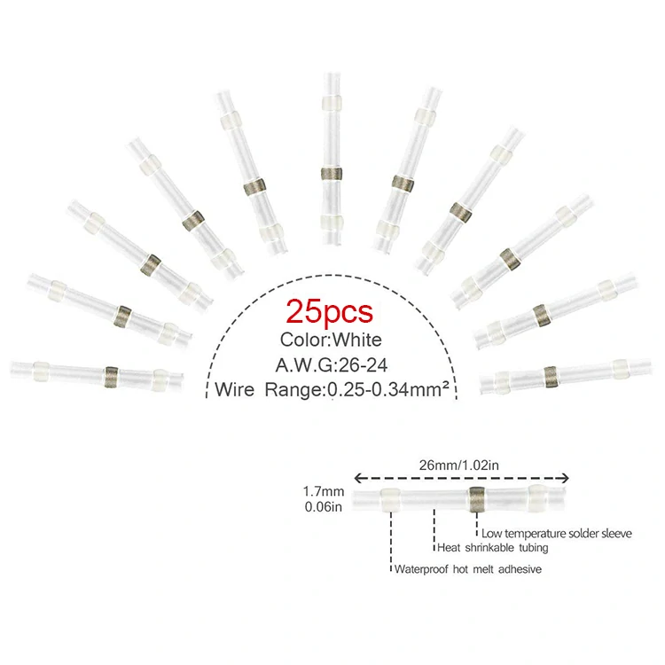 Sada vodotěsných spojek s cínem, 100 ks