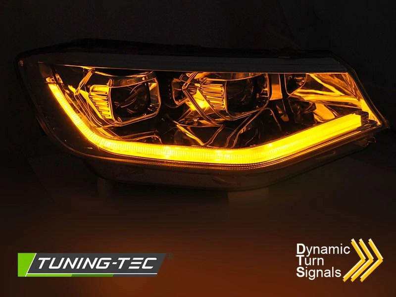 Přední světla VW Caddy 2020-, TubeLight, DRL, SEQ, chromové