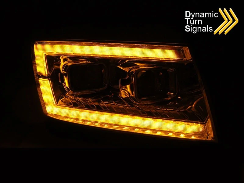 Přední světla VW Crafter II 2017- chrom TUBE LIGHT DRL SEQ