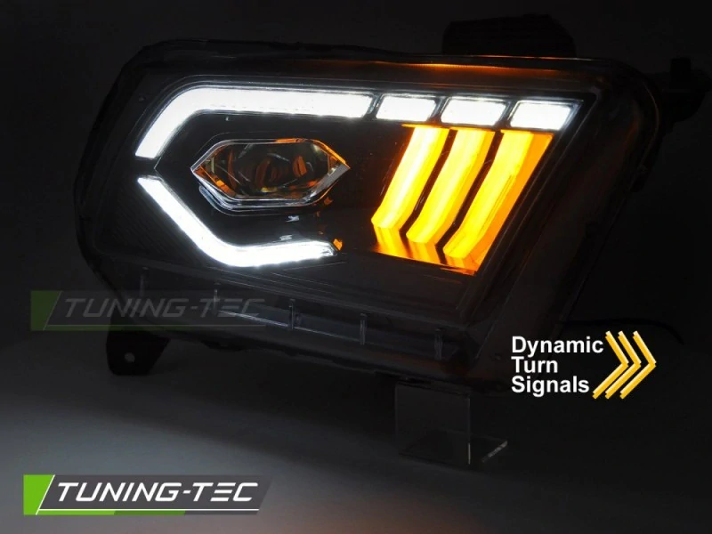 Přední FULL LED světla, světlomety, lampy Ford Mustang, 2010-2013, DRL, SEQ, černé