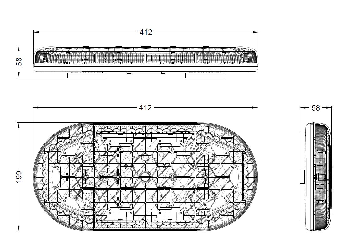 Mini LED rampa, oranžová, 60xLED, 12-24V, ECE R65, magnet
