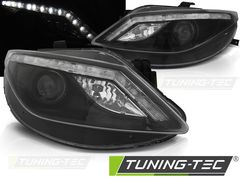 Přední světla Seat Ibiza 2008-2012, LED, černé black