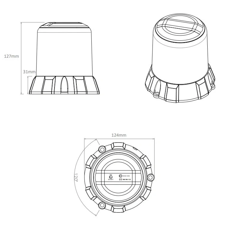Robustní oranžový LED maják, oranž.hliník, 96W, ECE R65