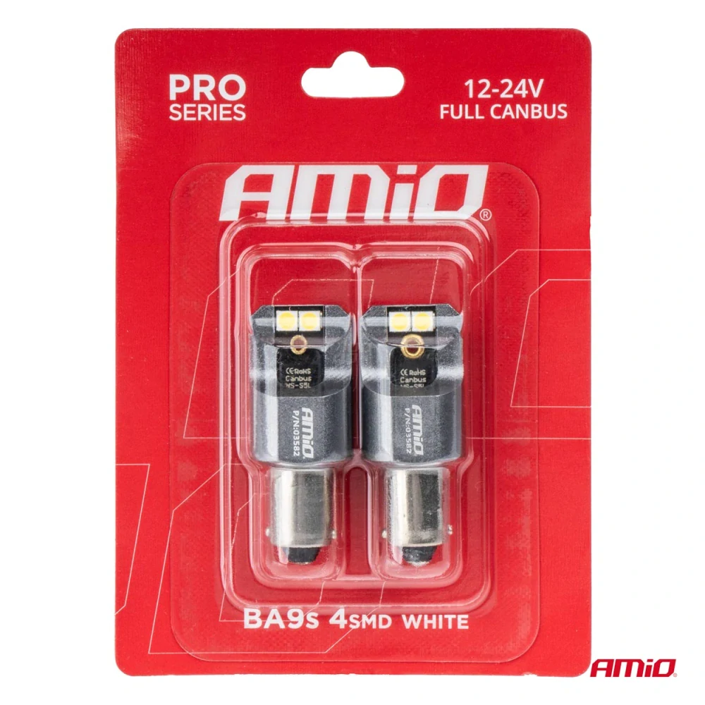 LED žárovky FULL CANBUS PRO T4W BA9S 4x3030 SMD bílé 12V/24V AMIO( 2ks)