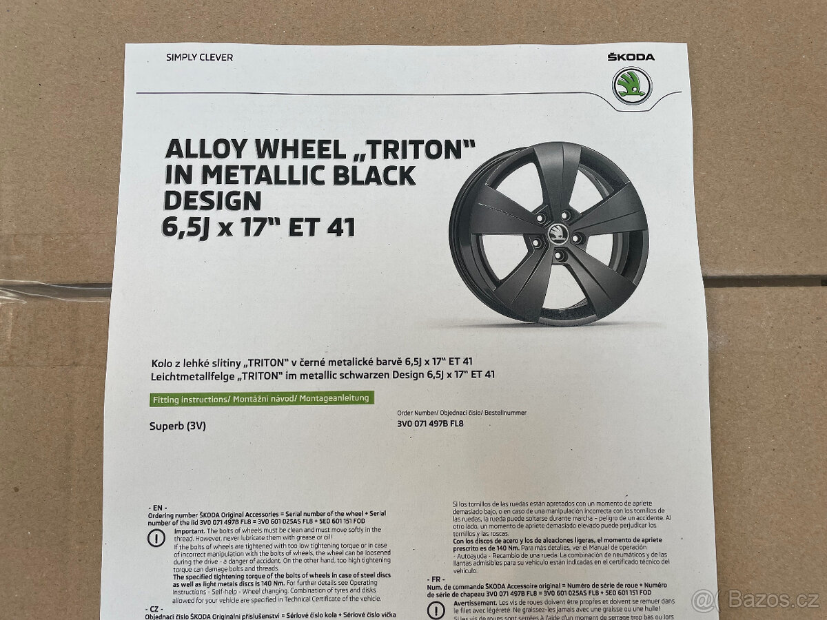 ALU KOLO TRITON 6,5J x 17“ ET 41 original - černá metalíza