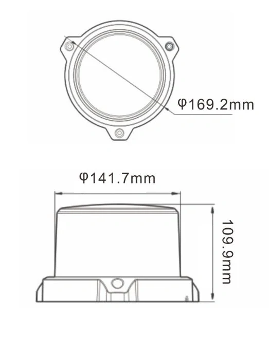 LED maják, 12-24V, 96x0,5W, oranžový, pevná montáž, ECE R65 R10