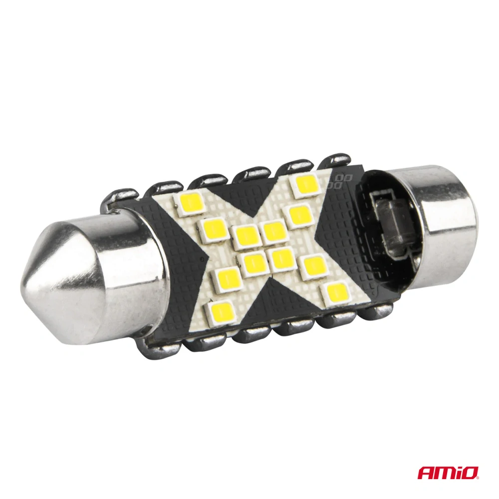 CAN-BUS sufitové LED žárovky s chladičem 12SMD LED, 39 mm, bílé, 12/24V 2KS