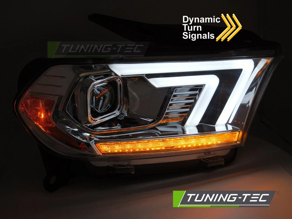 Přední světla, světlomety, lampy Dodge Durango 2010-2013, LED TubeLight, SEQ, chrom