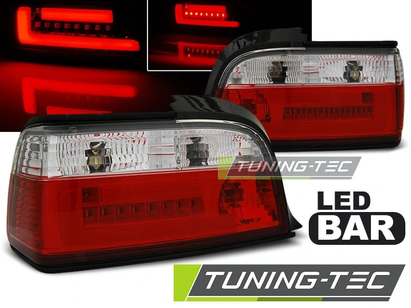 Zadní světla BMW E36 92-98 coupe/cabrio - červené/krystal LED BAR