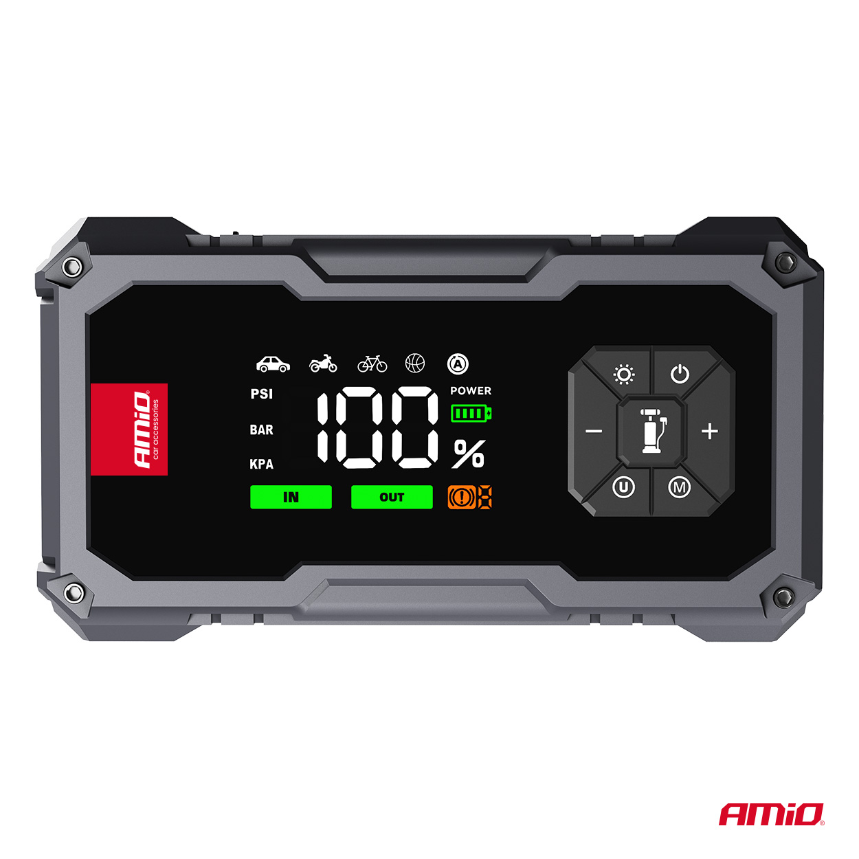 AKU kompresor s funkcí powerbanky a boosteru 7200 mAh | 600A | AMIO