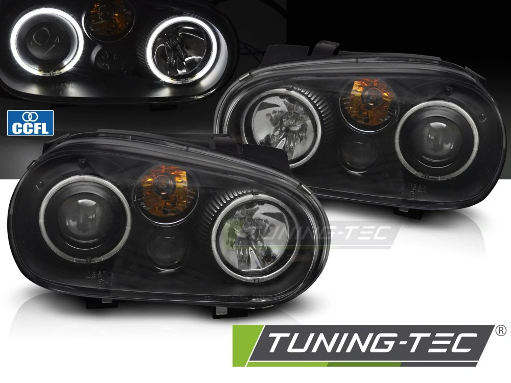 Přední světla ANGEL EYES CCFL VW GOLF IV 97-03, ČERNÉ
