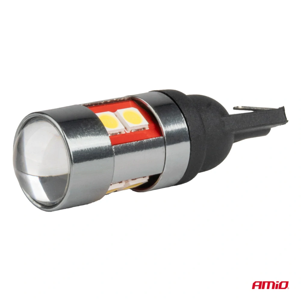 LED žárovky CANBUS T10 W5W 9 SMD 3030 Bílé 12V 24V 36V 48V AMiO, 2KS