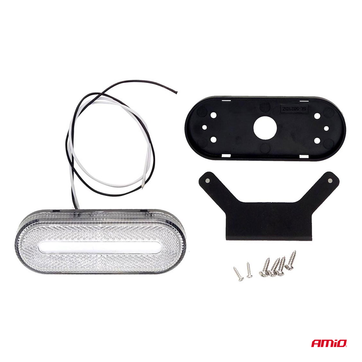 Obrysové poziční LED světlo AMIO, bílé, v plastovém krytu, 124x49 mm